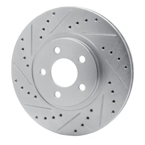 Chrysler PT Cruiser Brake Rotor (1) - Front Left - R1 Concepts - Drilled & Slotted - Silver - `01-`10
